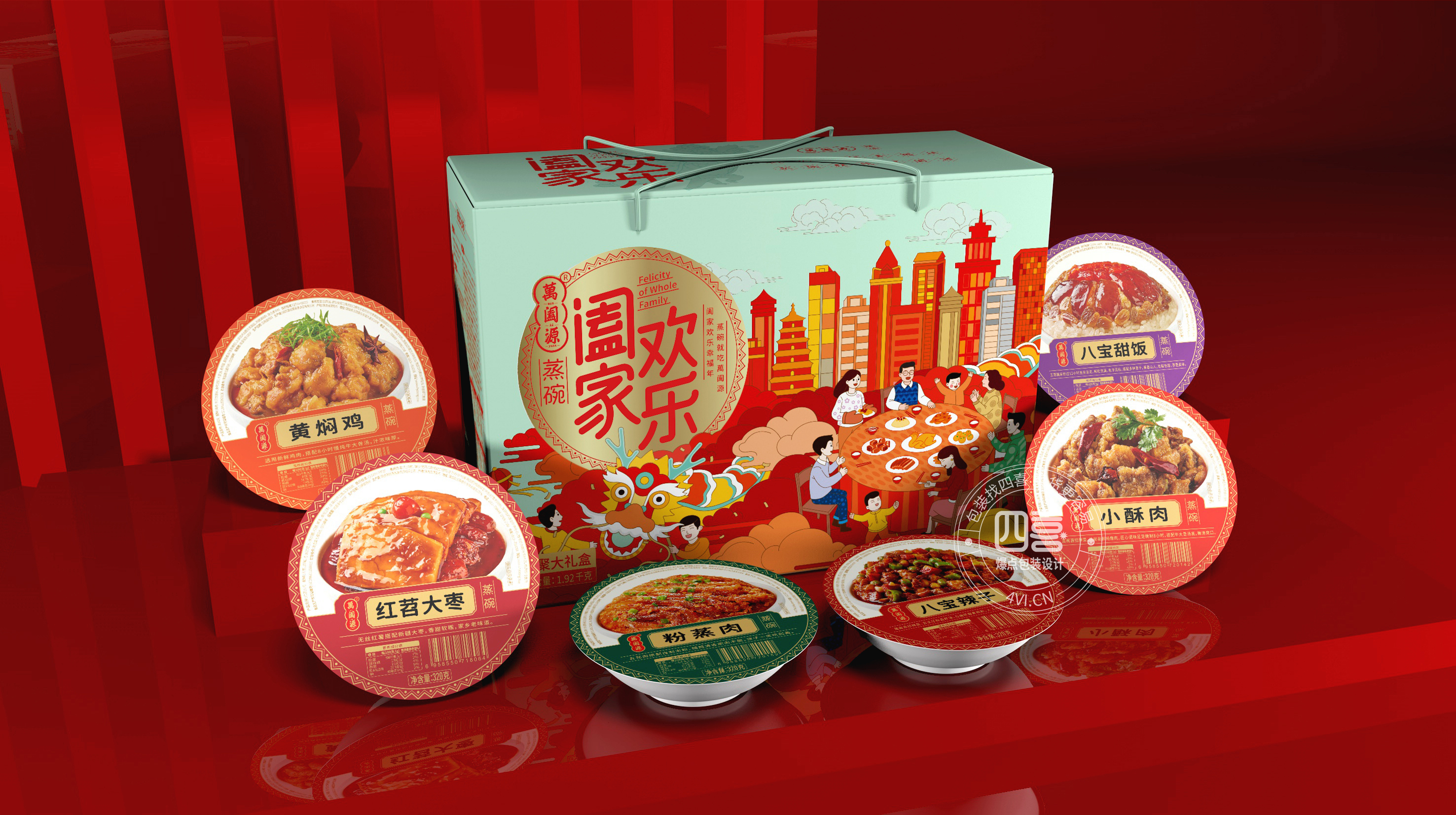 萬闔源蒸碗預(yù)制菜禮盒包裝設(shè)計(圖3)