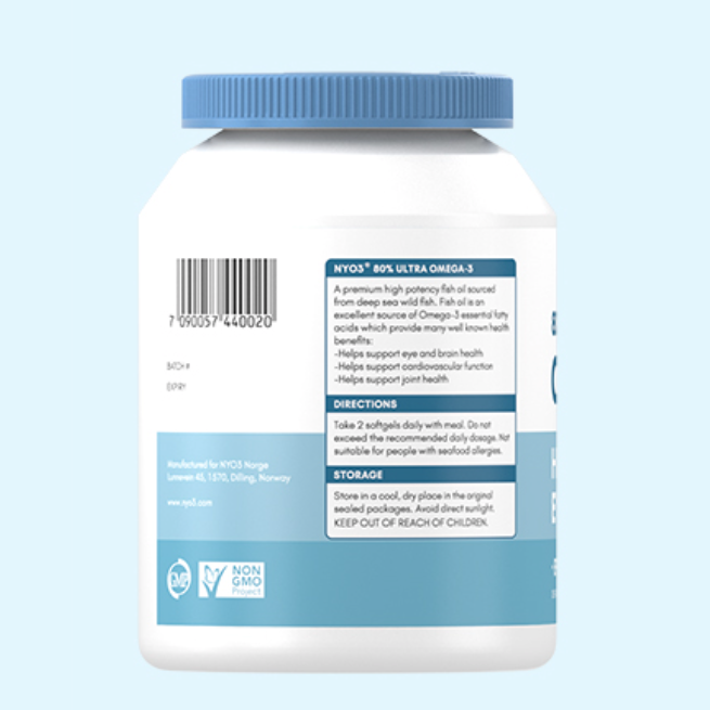 NYO3 80%OMEGA-3 深海魚油 60粒*7瓶保健產品包裝創(chuàng)意設計欣賞(圖3)