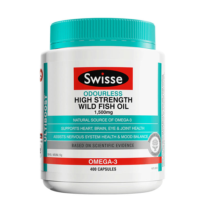 Swisse 斯維詩 Ultiboost 無腥味高濃度野生魚油膠囊 400粒*3瓶保健產(chǎn)品包裝創(chuàng)意設(shè)計欣賞(圖1)