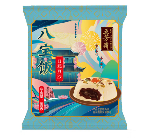 速凍白糯豆沙八寶飯外包裝設(shè)計要求(圖1)