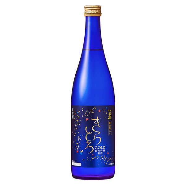 黑松白鹿晶瑩金牌純米吟釀新酒純金箔入辰馬本家釀酒包裝設(shè)計(圖1)