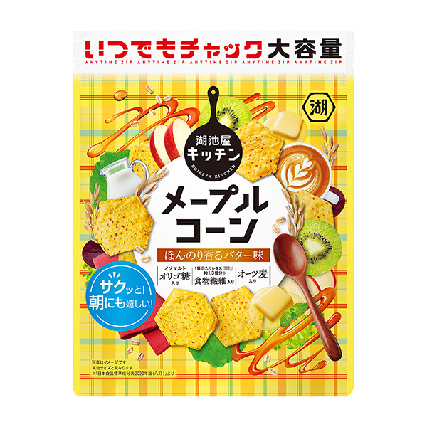 隨時拉鏈楓糖微香的黃油味湖池屋食品飲料包裝設(shè)計(圖1)