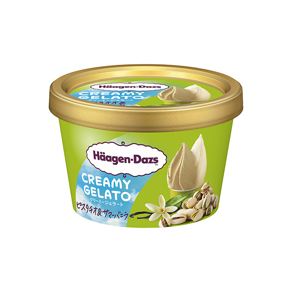 包裝設計欣賞哈根達斯迷你杯CREAMY GELATO ＜開心果&夏日香草＞ (限時) (哈根達斯日本) 2024年6月25日發(fā)售(圖1)